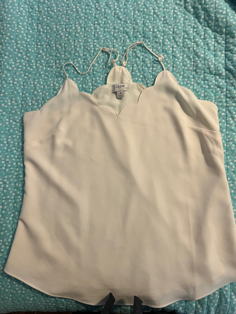 J. Crew Cream Scalloped Satin Cami Top